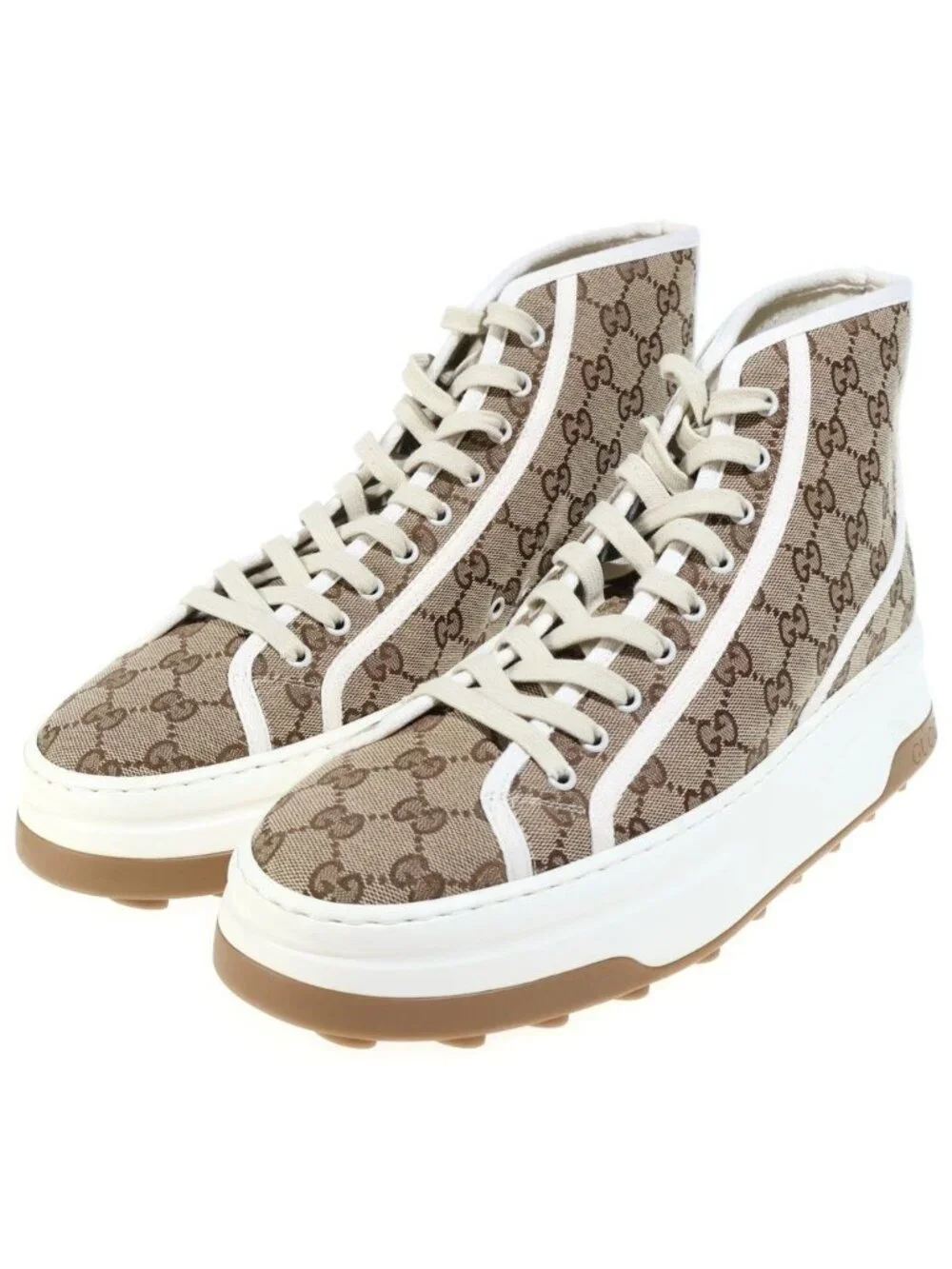 Gucci Tennis GG Canvas High Top Sneakers Beige